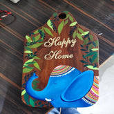 wooden key holder with beautiful elephant art